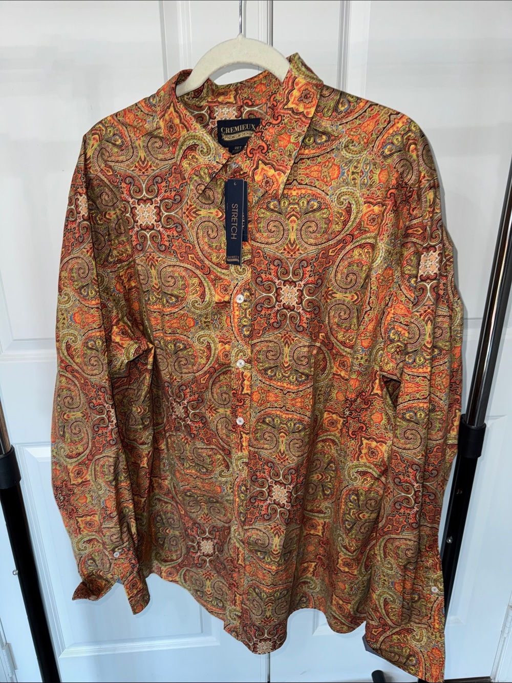 Daniel Cremieux Orange and Gold Paisley Stretch Button-Down Shirt